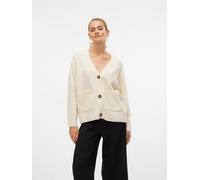 VERO MODA Damen VMBOOM LS V-Neck Button Cardigan GA NOOS Strickjacke, Birch/Detail:Melange, XS