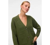 Strickjacke VERO MODA "VMBOOM LS V-NECK BUTTON CARDIGAN GA NOOS", Damen, Gr. XS, cypress detail:melange, Strick, Obermaterial: 85% Polyester, 7% Polyacryl, 5% Wolle, 3% Elasthan, meliert, loose fit hü