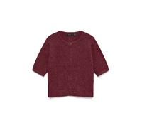 Strickjacke VERO MODA "VMDOFFY 2/4 O-NECK BUTTON CARDIGAN NOOS", Damen, Gr. M, windsor wine detail:with schwarz melange, Strick, Obermaterial: 94% Polyester, 3% Elasthan, 3% Nylon, meliert, regular fi