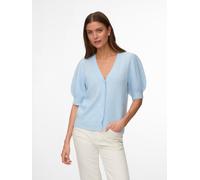 Strickjacke VERO MODA "VMDOFFY 2/4 V-NECK CARDIGAN NOOS", Damen, Gr. XS, cashmere blau detail:melange, Strick, Obermaterial: 94% Polyester, 3% Elasthan, 3% Nylon, meliert, normal, V-Ausschnitt, Strick