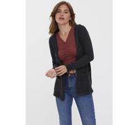 Strickjacke VERO MODA "VMDOFFY LS OPEN HOOD CARDIGAN GA NOOS", Damen, Gr. L, schwarz (schwarz melange), Strick, Obermaterial: 94% Polyester, 3% Elasthan, 3% Nylon, meliert, regular fit Po-bedeckend, R