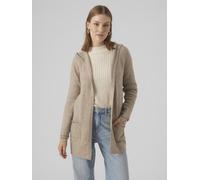 Strickjacke VERO MODA "VMDOFFY LS OPEN HOOD CARDIGAN GA NOOS" Gr. S (36), beige (sepia tint detail:melange) Damen Strickjacken (55410565-S) sepia tint detail:melange