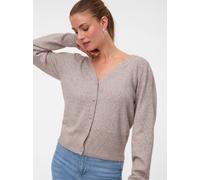 Strickjacke VERO MODA "VMDOFFY LS V-NECK CARDIGAN NOOS", Damen, Gr. M, beige (moon rock detail:melange), Strick, Obermaterial: 94% Polyester, 3% Elasthan, 3% Nylon, meliert, regular fit normal, V-Auss