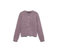 Strickjacke VERO MODA "VMDOFFY STITCH LS O-NECK CARDIGAN NOOS", Damen, Gr. M, elderberry detail:melange, Strick, Obermaterial: 94% Polyester, 3% Elasthan, 3% Nylon, meliert, regular fit normal, Rundha
