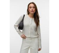 Strickjacke VERO MODA "VMDOFFY STITCH LS O-NECK CARDIGAN NOOS", Damen, Gr. XL, birch detail:melange, Strick, Obermaterial: 94% Polyester, 3% Elasthan, 3% Nylon, meliert, regular fit normal, Rundhals,