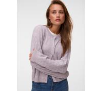 Strickjacke VERO MODA "VMDOFFY STITCH LS O-NECK CARDIGAN NOOS", Damen, Gr. XL, lila (elderberry detail:melange), Strick, Obermaterial: 94% Polyester, 3% Elasthan, 3% Nylon, meliert, regular fit normal