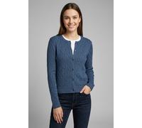 Strickjacke VERO MODA "VMFANTASTIC LS O-NECK CABLE CARDIGAN", Damen, Gr. L, schwarz denim, Strick, Obermaterial: 84% Polyester, 16% Viskose, unifarben, regular fit normal, Rundhals, Strickjacken Stric