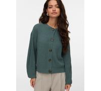 Strickjacke VERO MODA "VMLEA LS O-NECK CARDIGAN NOOS", Damen, Gr. M, grün (balsam grün), Strick, Obermaterial: 100% Polyacryl, unifarben, loose fit hüftlang, Rundhals, Strickjacken Strickjacke (990402