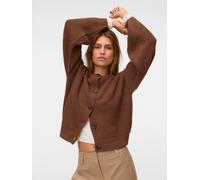Strickjacke VERO MODA "VMLEA LS O-NECK CARDIGAN NOOS", Damen, Gr. XL, braun (cocoa braun), Strick, Obermaterial: 100% Polyacryl, unifarben, loose fit hüftlang, Rundhals, Strickjacken Strickjacke, Kuns