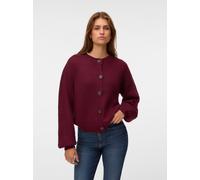 Strickjacke VERO MODA "VMLEA LS O-NECK CARDIGAN NOOS", Damen, Gr. XL, lila (windsor wine), Strick, Obermaterial: 100% Polyacryl, unifarben, loose fit hüftlang, Rundhals, Strickjacken Strickjacke, Kuns