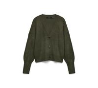 Strickjacke VERO MODA "VMLEA LS V-NECK CUFF CARDIGAN NOOS", Damen, Gr. M, grün (forest night), Strick, Obermaterial: 100% Polyacryl, unifarben, regular fit normal, V-Ausschnitt, Rippbündchen, Strickja