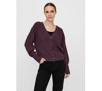 Strickjacke VERO MODA "VMLEA LS V-NECK CUFF CARDIGAN NOOS", Damen, Gr. M, lila (winetasting), Strick, Obermaterial: 100% Polyacryl, unifarben, regular fit normal, V-Ausschnitt, Rippbündchen, Strickjac