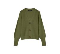 Strickjacke VERO MODA "VMLEA LS V-NECK CUFF CARDIGAN NOOS", Damen, Gr. S, grün (sphagnum), Strick, Obermaterial: 100% Polyacryl, unifarben, regular fit normal, V-Ausschnitt, Rippbündchen, Strickjacken