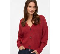 Strickjacke VERO MODA "VMLEA LS V-NECK CUFF CARDIGAN NOOS", Damen, Gr. XL, rot (karanda rot), Strick, Obermaterial: 100% Polyacryl, unifarben, regular fit normal, V-Ausschnitt, Rippbündchen, Strickjac