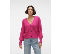 Strickjacke VERO MODA "VMLEA LS V-NECK CUFF CARDIGAN NOOS", Damen, Gr. XS, pink yarrow, Strick, Obermaterial: 100% Polyacryl, unifarben, regular fit normal, V-Ausschnitt, Rippbündchen, Strickjacken St