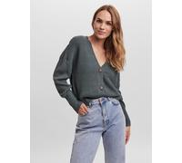 Strickjacke VERO MODA "VMLEA LS V-NECK CUFF CARDIGAN NOOS", Damen, Gr. XXL, grün (balsam grün), Strick, Obermaterial: 100% Polyacryl, unifarben, regular fit normal, V-Ausschnitt, Rippbündchen, Strickj
