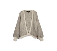 Strickjacke VERO MODA "VMLOVELY LS OPEN CARDIGAN", Damen, Gr. XS, oatmeal detail:mel with chocolate torte, Strick, Obermaterial: 78% Polyester, 12% Nylon, 8% Wolle, 2% Elasthan, unifarben, regular fit