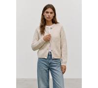 Strickjacke VERO MODA "VMMAYBE JEWEL LS O-NECK CARDIGAN NOOS", Damen, Gr. M, beige (birch detail:with jewel button), Strick, Obermaterial: 100% Polyester, unifarben, loose fit normal, Rundhals, Strick