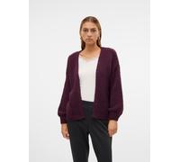 Strickjacke VERO MODA "VMMAYBE LS OPEN CARDIGAN GA REP", Damen, Gr. L, winetasting, Strick, Obermaterial: 100% Polyester, unifarben, loose fit hüftbedeckend, ohne Ausschnitt, Rippbündchen, Strickjacke