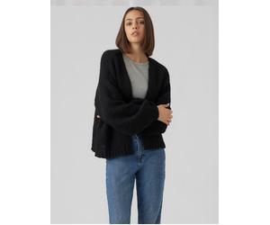 Strickjacke VERO MODA "VMMAYBE LS OPEN CARDIGAN GA REP", Damen, Gr. XL, schwarz, Strick, Obermaterial: 100% Polyester, unifarben, loose fit hüftbedeckend, ohne Ausschnitt, Rippbündchen, Strickjacken S