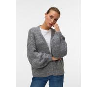Strickjacke VERO MODA "VMMAYBE LS OPEN CARDIGAN GA REP", Damen, Gr. XS, medium grau melange, Strick, Obermaterial: 100% Polyester, unifarben, loose fit hüftbedeckend, ohne Ausschnitt, Rippbündchen, St