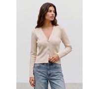 Strickjacke VERO MODA "VMMILLE LS V-NECK CARDIGAN NOOS", Damen, Gr. M, beige (birch), Strick, Obermaterial: 78% Polyester, 16% Viskose, 6% Wolle, unifarben, normal, V-Ausschnitt, Strickjacken Strickja