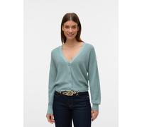 Strickjacke VERO MODA "VMNEWLEXSUN LS SHORT V-NECK CAR GA NOOS", Damen, Gr. L, grau (gray mist), Strick, Obermaterial: 50% Viskose, 25% Baumwolle, 25% Polyacryl, unifarben, regular fit normal, tiefer