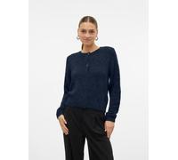 Strickjacke VERO MODA "VMNOVAH LS O-NECK BUTTON CARDI GA NOOS", Damen, Gr. S, blau (navy blazer), Strick, Obermaterial: 85% Polyester, 7% Polyacryl, 5% Wolle, 3% Elasthan, unifarben, regular fit hüftl