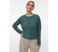 Strickjacke VERO MODA "VMNOVAH LS O-NECK BUTTON CARDI GA NOOS", Damen, Gr. XS, balsam grün, Strick, Obermaterial: 70% Polyester, 21% Nylon, 8% Wolle, 1% Elasthan, unifarben, regular fit hüftlang, Rund
