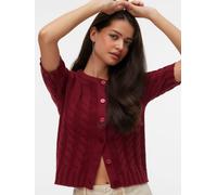 Strickjacke VERO MODA "VMORIANE 2-4 O-NECK CARDIGAN", Damen, Gr. XS, rot (biking rot), Strick, Obermaterial: 75% Baumwolle, 25% Polyacryl, unifarben, regular fit normal, Rundhals, Strickjacken Strickj