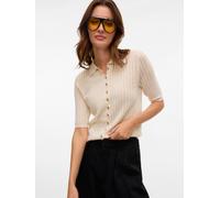 Strickjacke VERO MODA "VMPANAMA 2/4 KNIT CARDIGAN VMA NOOS", Damen, Gr. L (40), beige (birch), Strick, Obermaterial: 75% Polyester, 25% Polyacryl, unifarben, modisch, regular fit, Rundhals, Langarm, S