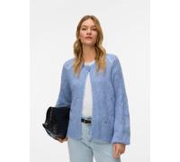 Strickjacke VERO MODA "VMSHELL LS O-NECK ONEBUTTON CARDIGAN BOO", Damen, Gr. M, brunnera blau detail:4082 from colorcard, Strick, Obermaterial: 70% Polyester, 21% Nylon, 8% Wolle, 1% Elasthan, unifarb