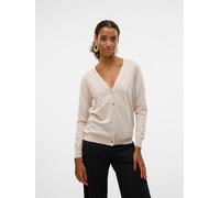 Strickjacke VERO MODA "VMSILJE LS V-NECK CARDIGAN GA NOOS", Damen, Gr. L, moonbeam, Feinstrick, Obermaterial: 77% Viskose, 23% Polyester, unifarben, Basic, loose fit hüftbedeckend, V-Ausschnitt, Stric