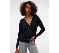 Strickjacke VERO MODA "VMSILJE LS V-NECK CARDIGAN GA NOOS", Damen, Gr. XS, schwarz, Feinstrick, Obermaterial: 77% Viskose, 23% Polyester, unifarben, Basic, loose fit hüftbedeckend, V-Ausschnitt, Stric