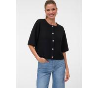 Strickjacke VERO MODA "VMSOFFE 2/4 O-NECK CARDIGAN NOOS", Damen, Gr. XL, schwarz, Strick, Obermaterial: 90% Polyester, 5% Wolle, 5% Elasthan, unifarben, regular fit normal, Rundhals, Strickjacken Stri