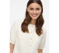 Strickjacke VERO MODA "VMTRES BIEN 2/4 O-NECK CARDIGAN", Damen, Gr. M, silber (birch detail:with silber buttons), Strick, Obermaterial: 52% Viskose, 28% Polyester, 20% Nylon, unifarben, regular fit no