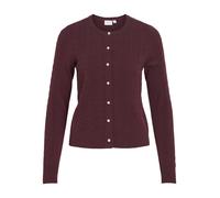 Strickjacke VILA "VIKERRY CABLE L/S KNIT CARDIGAN-NOOS", Damen, Gr. M, port royale, Strick, Obermaterial: 53% Polyester, 30% Viskose, 17% Polyamid, unifarben, normal normal, Rundhals, gerader Abschlus