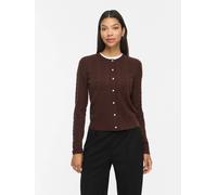 Strickjacke VILA "VIKERRY CABLE L/S KNIT CARDIGAN-NOOS", Damen, Gr. S, braun (coffee bean), Strick, Obermaterial: 53% Polyester, 30% Viskose, 17% Polyamid, unifarben, normal normal, Rundhals, gerader