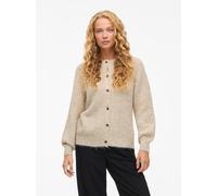 Strickjacke VILA "VILAMPE O-NECK L/S KNIT CARDIGAN-NOOS", Damen, Gr. S, super light natural melan, Obermaterial: 70% Polyester, 21% Nylon, 8% Wolle, 1% Elasthan, unifarben, regular fit normal, Rundhal