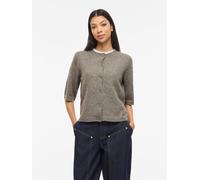 Strickjacke VILA "VILIGA 2/4 O-NECK KNIT CARDIGAN - NOOS", Damen, Gr. M, falcon detail:melange, Obermaterial: 97% Polyester, 3% Elasthan, meliert, regular fit normal, Rundhals, Strickjacken Strickjack