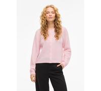 Strickjacke VILA "VILORY O-NECK L/S KNIT CARDIGAN-NOOS", Damen, Gr. L, cherry blossom detail:melange, Rippstrick, Obermaterial: 45% Polyamid, 20% Wolle, 19% Polyacryl, 10% Alpaka, 6% Elasthan, meliert