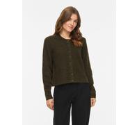 Strickjacke VILA "VILORY O-NECK L/S KNIT CARDIGAN-NOOS", Damen, Gr. M, grün (forest night detail:melange), Rippstrick, Obermaterial: 45% Polyamid, 20% Wolle, 19% Polyacryl, 10% Alpaka, 6% Elasthan, me