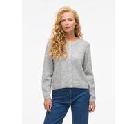 Strickjacke VILA "VILORY O-NECK L/S KNIT CARDIGAN-NOOS", Damen, Gr. M, light grau melange, Rippstrick, Obermaterial: 45% Polyamid, 20% Wolle, 19% Polyacryl, 10% Alpaka, 6% Elasthan, unifarben, regular