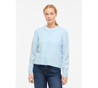 Strickjacke VILA "VILORY O-NECK L/S KNIT CARDIGAN-NOOS", Damen, Gr. S, blau (nantucket breeze detail:melange), Rippstrick, Obermaterial: 45% Polyamid, 20% Wolle, 19% Polyacryl, 10% Alpaka, 6% Elasthan