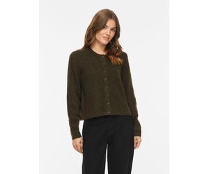 Strickjacke VILA "VILORY O-NECK L/S KNIT CARDIGAN-NOOS", Damen, Gr. S, grün (forest night detail:melange), Rippstrick, Obermaterial: 45% Polyamid, 20% Wolle, 19% Polyacryl, 10% Alpaka, 6% Elasthan, me