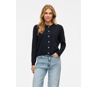 Strickjacke VILA "VIOSTRIA O-NECK L/S CARDIGAN - NOOS", Damen, Gr. S, blau (navy blazer), Feinstrick, Obermaterial: 70% Viskose, 30% Polyester, unifarben, modisch, regular fit hüftlang, Rundhals, Lang