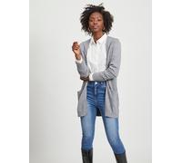 Strickjacke VILA "VIRIL OPEN L/S KNIT CARDIGAN - NOOS", Damen, Gr. M, grau (medium grau melange), Strick, Obermaterial: 50% Viskose, 27% Nylon, 23% Polyester, meliert, regular fit hüftbedeckend, V-Aus
