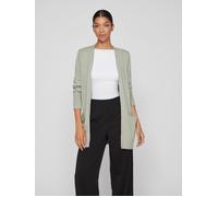 Strickjacke VILA "VIRIL OPEN L/S KNIT CARDIGAN - NOOS", Damen, Gr. M, grün (oil grün detail:melange), Strick, Obermaterial: 50% Viskose, 27% Nylon, 23% Polyester, meliert, regular fit hüftbedeckend, V