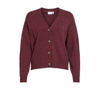 Strickjacke VILA "VIRIL V-NECK KNIT CARDIGAN - NOOS", Damen, Gr. L, port royale detail:schwarz melange, Feinstrick, Obermaterial: 50% Viskose, 28% Polyester, 22% Nylon, meliert, regular fit normal, V-