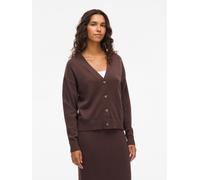 Strickjacke VILA "VIRIL V-NECK KNIT CARDIGAN - NOOS", Damen, Gr. M, coffee bean, Feinstrick, Obermaterial: 50% Viskose, 28% Polyester, 22% Nylon, unifarben, regular fit normal, V-Ausschnitt, Strickjac